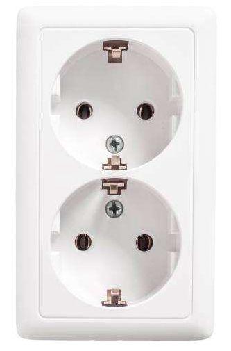 Schneider Electric  Хит  Белый  Розетка 2-местная с заземляющими контактами без шторок 16А 250В, IP20 скрытая установка  (аналог- RS16-232-B) RS16-236-B