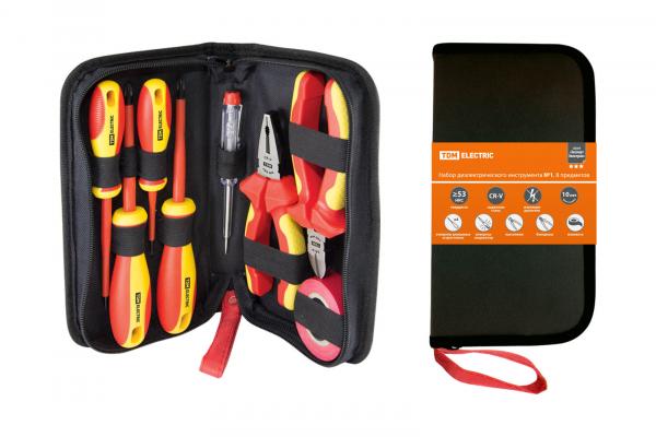 Набор диэлектрического инструмента №1, 8 предметов, тканевый пенал, 1000 В, “ЭкспертЭлектрик” // TDM