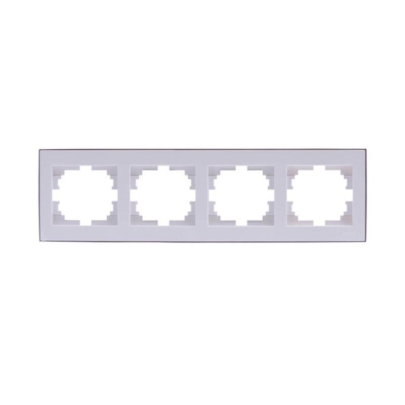 Lezard  Rain  Белый Рамка 4-местная горизонтальная с боковой вставкой хром СП 703-0225-149