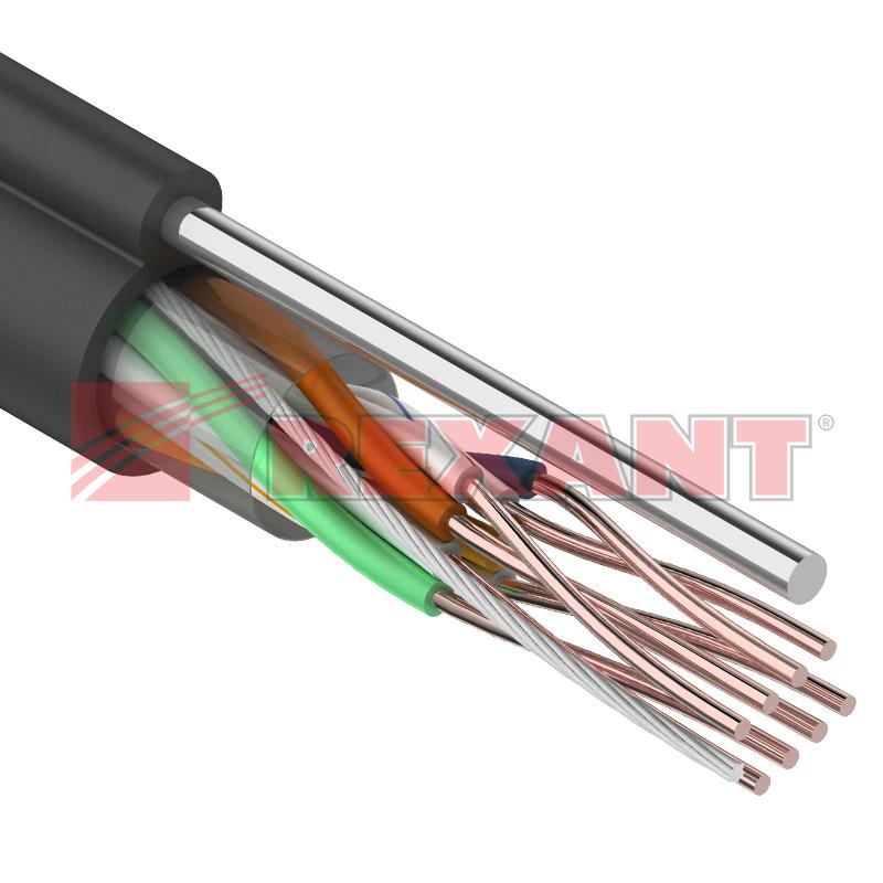 UTP 4PR 24AWG CAT5e 305м (медь) OUTDOOR + трос*1 REXANT кабель 01-0046